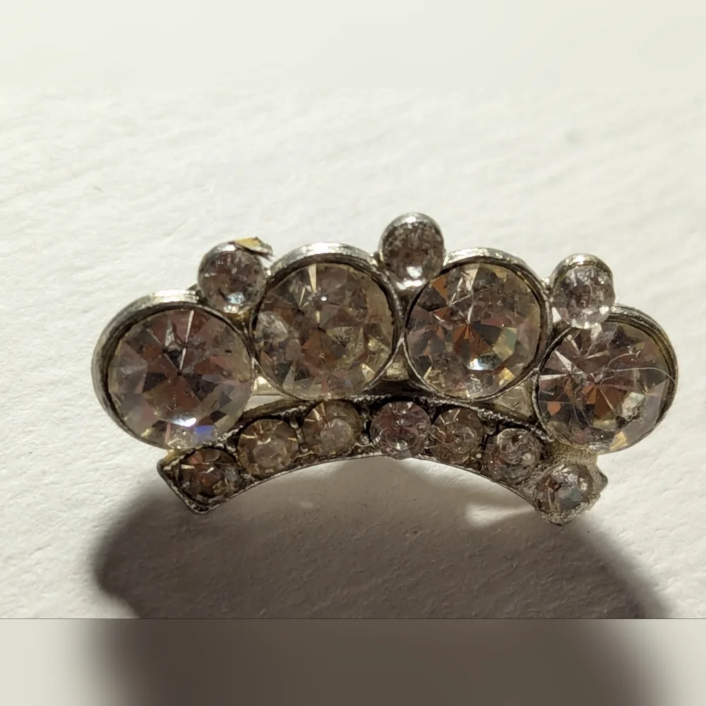 Vintage Rhinestone Brooch Pin Crown Shape Regency Royal Bridgerton 1